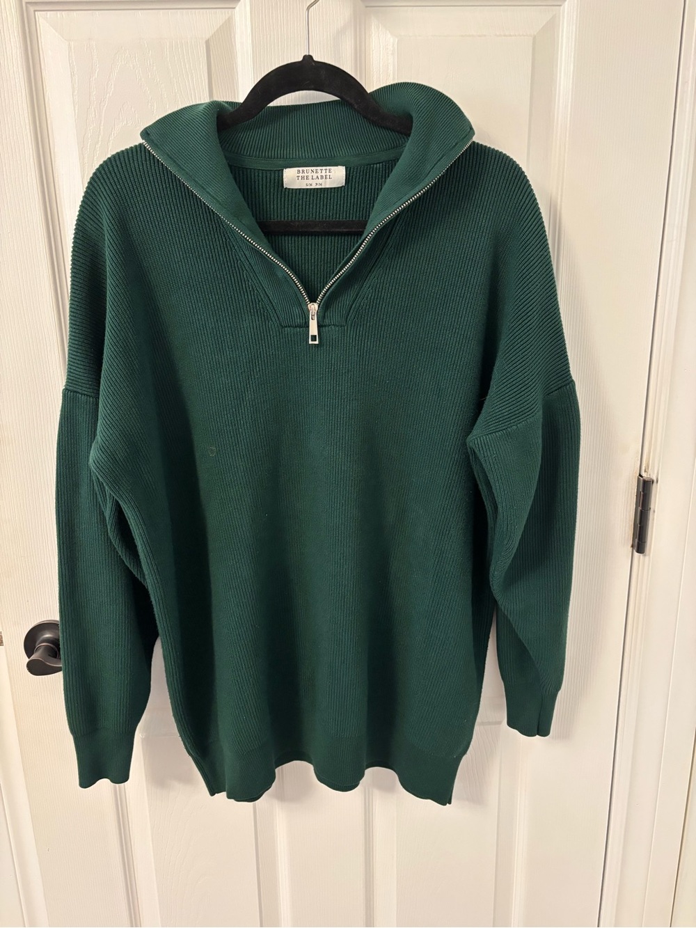 Brunette The Label Men's Deep Green Quarter-Zip Sweater